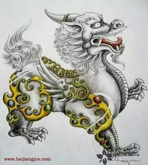 素描手稿:貔貅纹身雕刻素材