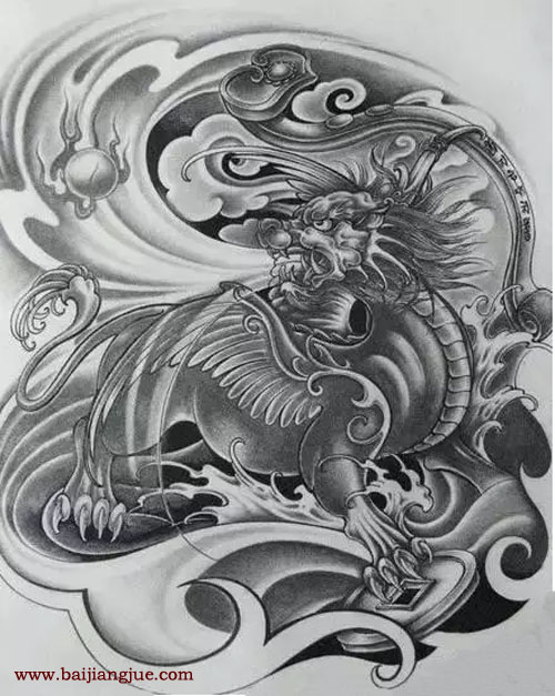 素描手稿:貔貅纹身雕刻素材