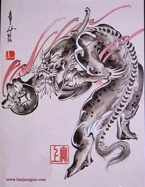 素描手稿:貔貅纹身雕刻素材