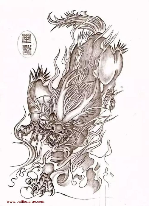 素描手稿貔貅纹身雕刻素材
